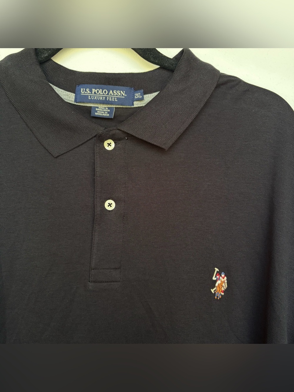 New US Polo Assn. Luxury Feel Polo Shirt 2XL Short Sleeve Black NWT Soft, Cotton